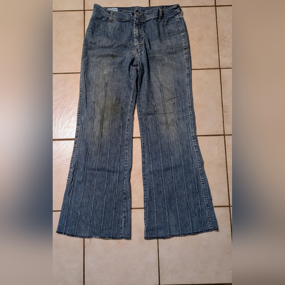 Jeans Farah Classic Blue Women's Jeans Relaxed Fit Distressed No Tag 34" Waist